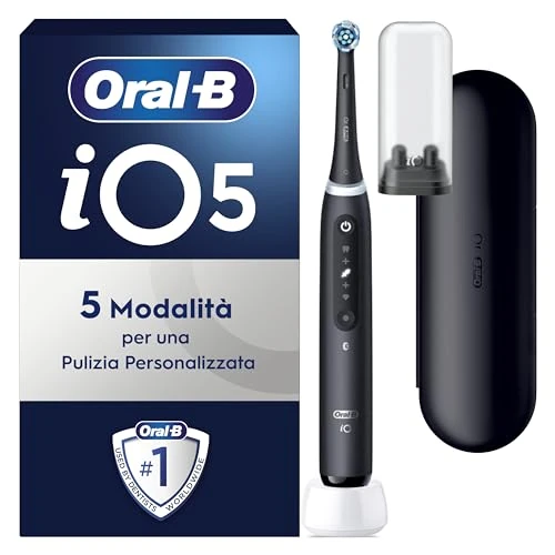 Oferta limitada: Oral-B iO 5 Cepillo de Dientes Eléctrico Negro Recargable, 1 Cabezal y Estuche De Viaje, 1 Portarrecambios, 5 Modos De Cepillado Con Blanqueamiento Dental, Sensor De Presión, Diseñado por Braun de 179.95 EUR a 99.94 EUR (ahorro 44%)