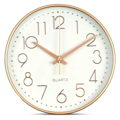 Oferta limitada: Aolso Reloj de Pared,8 Pulgadas Reloj de Pared Movimiento de Cuarzo Silencioso, Estilo Moderno, Decorativo para la Cocina, el Comedor o la Habitación, Funciona con Pilas, Silencioso-Blanco/Oro Rosa de 12.99 € a 12.99 € (ahorro 0.00%)