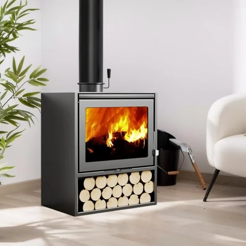 Oferta limitada: Estufa de leña de hierro fundido con ladrillos de arcilla refractaria, 10 kW, horno de combustión continua, horno de taller, fácil de usar, chimenea de madera con ventana de 898.99 EUR a 898.99 EUR (ahorro 0%)