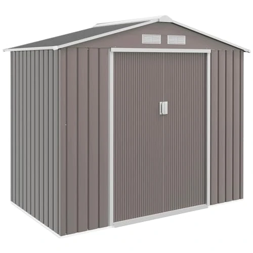 Offerta a tempo: Outsunny Casetta da Giardino 2.5m² Basamento 213x130x185 cm Grigio - 4% da 225.95 € a 217.95 €
