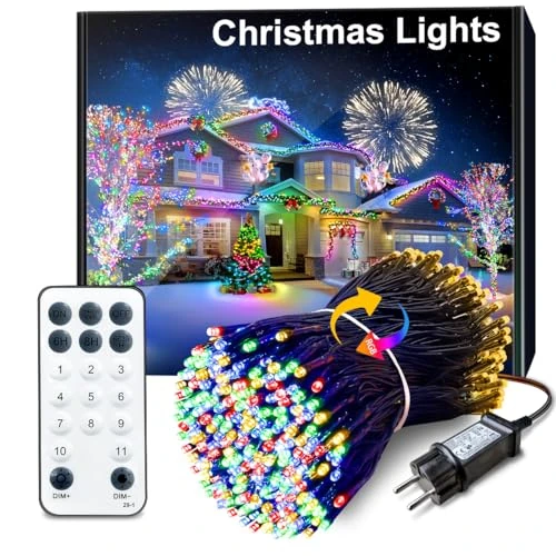 Offerta a tempo: ARKOCHIC 35M Luci Albero di Natale, 300 LED Luci Natalizie da Esterno ed Interno, 11 Modalità Natale Decorazione per Giardino, Balcone, Casa, Festa (Bianco Caldo E Multicolore) - 38% da 29.99 € a 18.59 €
