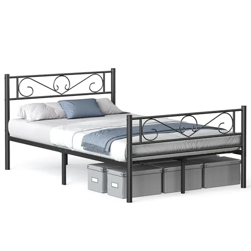 Oferta limitada: VASAGLE Estructura de Cama de Matrimonio de láminas de Metal para colchones de 120 x 190 cm, para habitación de Invitados, Montaje fácil, para Espacios pequeños, Color Negro Tinta RMB060B01 de 95.99 € a 49.99 € (ahorro 47.92%)