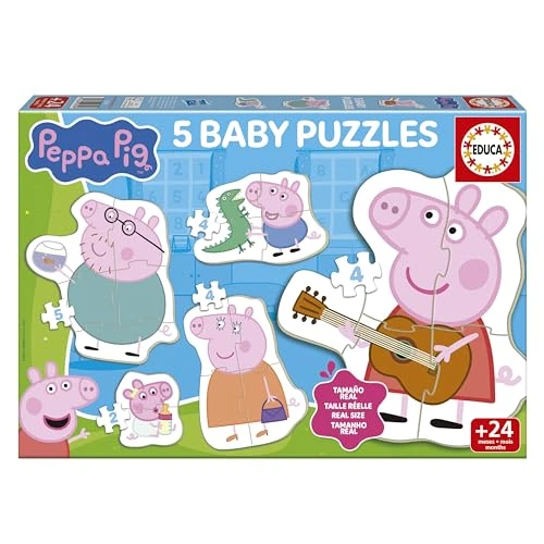 Offerta a tempo: Educa - Set di 5 baby puzzle progressivi Peppa Pig per bambini da 3 a 5 pezzi. Consigliato dai 2 anni in su (20319) - 40% da 12.49 € a 7.49 €