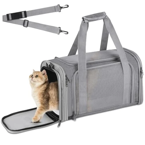 Offerta a tempo: vsshe Borsa trasportino per cani pieghevole,40*25*25cm Trasportino per Cani Gatti Borsa da Trasporto Cane con Materasso,Traspirante,Tappetino Lavabile Rimovibile per gatti e animali fino 4.54kg,Grigio - 27% da 25.99 € a 18.99 €