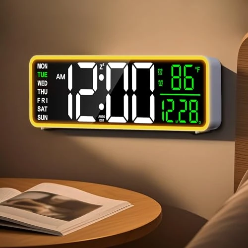 Offerta a tempo: Mee 2ou Sveglia Digitale 9" con Luce Notturna, Doppia Sveglia, Termometro, Display LED Dimmerabile, Data e Giorno, da Tavolo o da Parete, per Camera, Scrivania, Bambini e Adulti - 54% da 36.99 € a 16.99 €