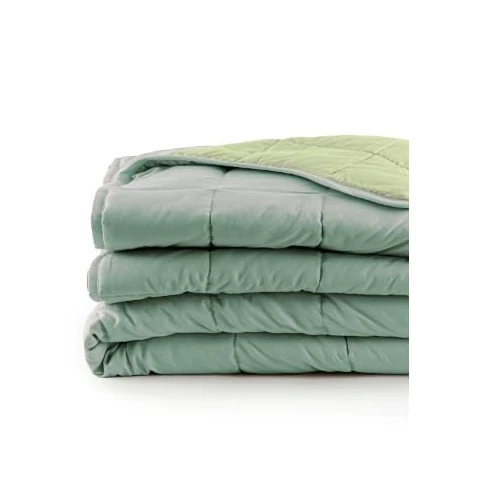 Bassetti Steppdecke, wendbar, für Übergangszeit, aus Mikrofaser, gesteppt, einfarbig, Füllung von 90 Gramm (Blaugrün, Doppelbett 255 x 260 cm)