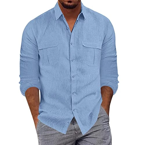 Offerta a tempo: Camicia da uomo a maniche lunghe, colore nero, per il tempo libero, da uomo, a maniche lunghe, vestibilità normale, da lavoro, senza stiratura, taglia XXL, colore nero, per il tempo libero, Blu, XL - 0.00% da 11.02 € a 11.02 €