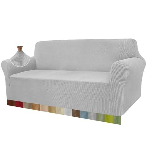 Offerta a tempo: Granbest - Copridivano altamente elasticizzato, moderno, jacquard, per soggiorno, funge da protezione per cani e animali domestici (3 posti, argento grigio) - 14% da 29.15 € a 24.99 €