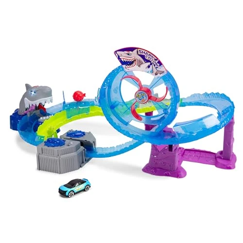 Offerta a tempo: Dickie Toys - pista da corsa per auto White Shark, con auto giocattolo in metallo, luci e suoni, +3 anni, (50 x 55 x 32 cm), 203338002 - 0.00% da 13.79 € a 13.79 €
