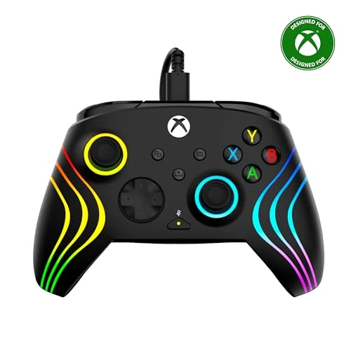 Offerta a tempo: Turtle Beach Afterglow Wave Nero Controller Gamepad RGB cablato - Con licenza per Xbox Series XS, Xbox One e Windows - Pulsanti programmabili, grilletti effetto Hall, controlli audio - 18% da 44.99 € a 36.99 €
