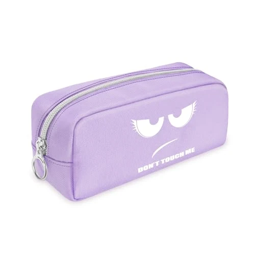 Limited offer: FINPAC Pencil Case, Large Capacity Pencil Pouch with Zipper, Coin Pouch Cosmetic Bag Bible Pencil Box Office Stationery, (Don't Touch-Purple) from 9.99 EUR to 9.99 EUR (save 0%)