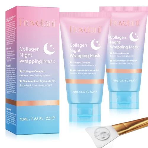Offerta a tempo: Maschera Collagene Viso, Collagen Night Wrapping Mask, Maschera Del Collagene Maschera Peel Off Di Notte, Migliorare L'elasticità Della Pelle, Hydration,Levigare eRassodare Durante la Notte (2 Pezzi) - 48% da 13.99 € a 7.32 €