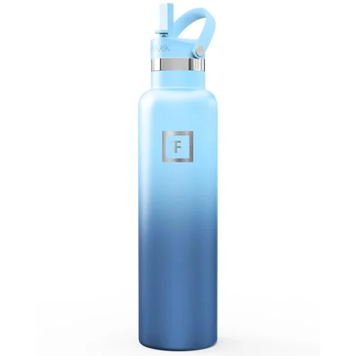 Zeitlich begrenztes Angebot: Wasserflasche mit schmaler Öffnung, Griff mit Strohhalm-Deckel, 680 ml, blaue Wellen von 6.99 € auf 6.99 € (0.00% Rabatt)