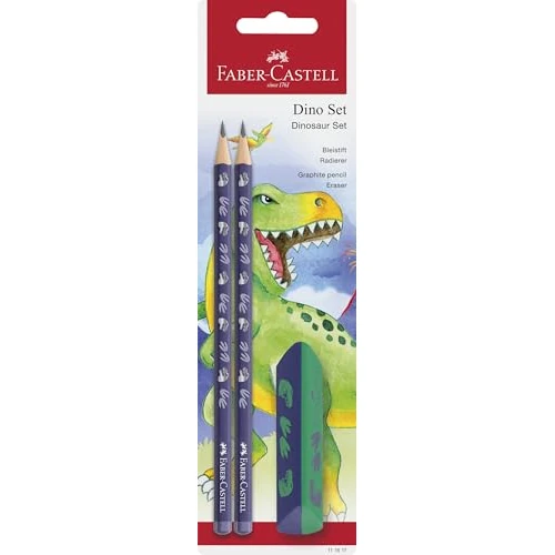 Tijdelijke aanbieding: FABER-CASTELL 111517 - Schrijfset Dino met HB-potloden en gum, schoolset voor kinderen van 4.99 EUR naar 4.99 EUR (korting 0%)