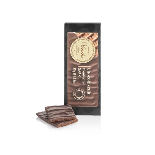 Venchi - Snack ChocoBiscuit, Doppia Cialda di Biscotto Ricoperta da Cioccolato Fondente, 35 g, Senza Glutine, Senza Coloranti e Conservanti, Idea Merenda
