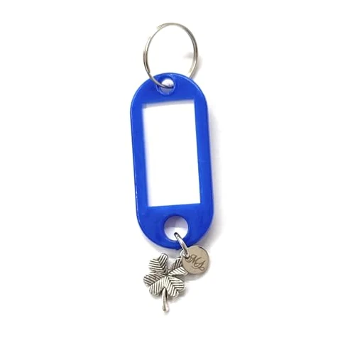 Limited offer: MODA MavillA Keyring with ID Tag, Coloured Plastic with Decorative Red Horn or Four Leaf Clover Lucky Charm, Gift Box Included from 4.00 EUR to 2.84 EUR (save 29%)