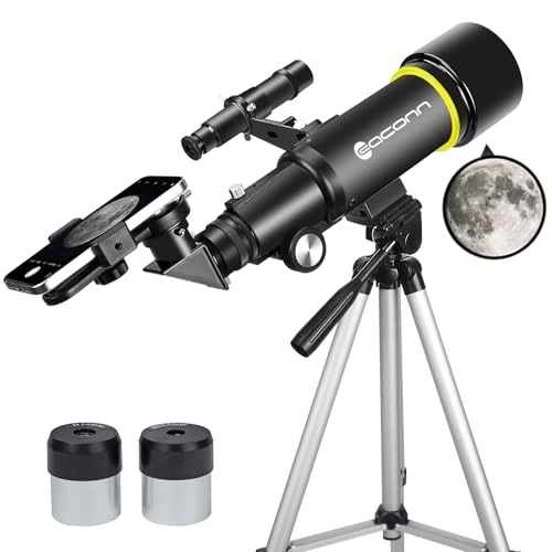 Limited-time offer: Telescope for Adults Beginners, 70mm Aperture 400mm AZ Mount Fully Multi-Coated Optics Refractor Portable Telescopes, Travel Telescope with Tripod Phone Adapter (Black) from 59.99 £ to 49.99 £ (save 17%)