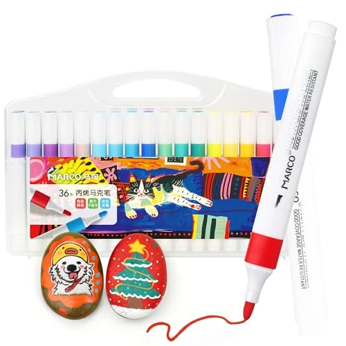 Zeitlich begrenztes Angebot: MARCO Hochwertige Acrylmarker - 36 Farben - Fasertip, Acryl - Tinte, All - Material - Eignung, Schnelltrocknung - in Kunststoffbox von 9.99 € auf 9.99 € (0.00% Rabatt)