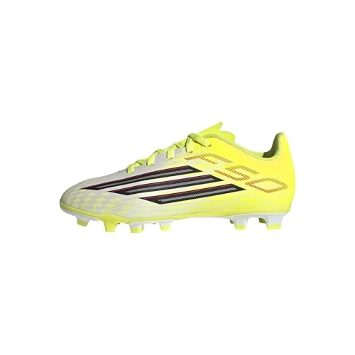 adidas Unisex - Bambini e Ragazzi F50 Club Firm Ground/Multi Ground Football Boots Kids, Team Solar Yellow 2/Core Black/Lucid Red, 36 2/3 EU
