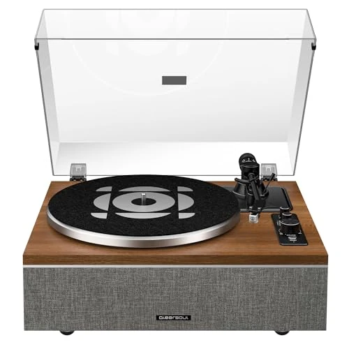 Offerta a tempo: Giradischi Qlearsoul ONE-S Tutto-in-Uno con Altoparlanti Integrati DSP, Giradischi Vintage Bluetooth Ingresso/Uscita, Preamplificatore Phono, Puntina AT-3600L, 33/45 Giri (Noce) — 19% da 249,98 € a 201,86 €