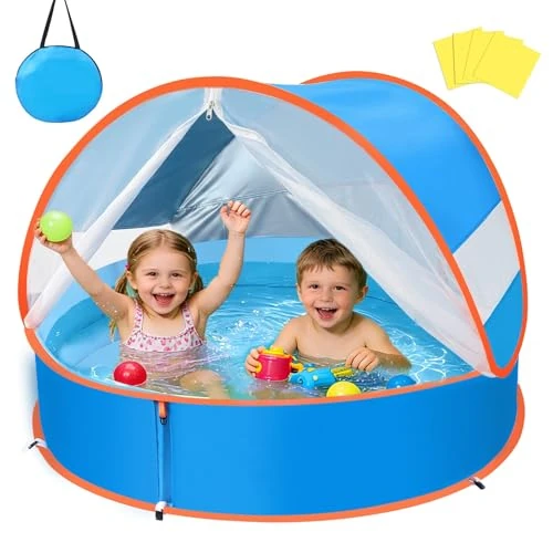 Tijdelijke aanbieding: YOOHBERRYS 4-in-1 pop-up kinderbadje baby, strandschelptent met muggennet, draagbare speeltent, ballenbad, babyzwembad met UV-bescherming SPF 50+ van 52.99 € naar 52.99 € (0.00% korting)