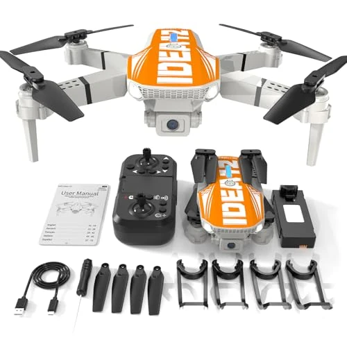 LE-IDEA Drone met 1080P HD Camera voor Volwassenen, IDEA12 RC Drones met Dual Cameras Headless Mode 360 ° Rotatie, Opvouwbare Mini Drones voor Beginners, Oranje