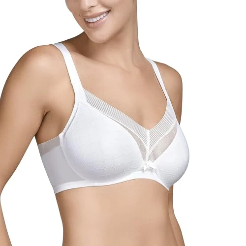 Selene, Reggiseno Donna a Fascia Alta, con Ferretto e Senza Imbottitura, Elegante Trama Geometrica, Collezione Roxana, Colore Avorio, Taglia 3 C