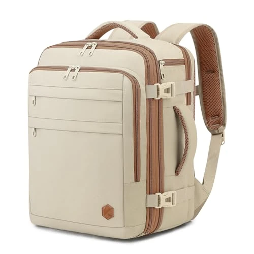 Tijdelijke aanbieding: VANKEV Ryanair EasyJet Eurowings Wizz Air Handbagage Uitbreidbare 40x30x20 naar 40x30x25, 24L naar 30L, Cabine Vliegtuigtas voor Reizen Geschikt voor een laptop van 15,6 Inch beige van 50.99 € naar 50.99 € (0.00% korting)