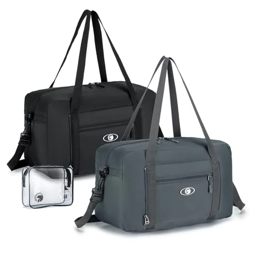 BAGZY 2X Sac 40x20x25 Ryanair Sac de Voyage Pliable 20L Sacs de Cabine Avion Cabas de Voyage Imperméable Bagage Cabine a Main Sacs de Sport pour Weekend Transport Femme Homme