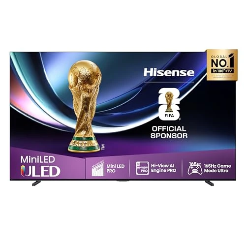 Hisense 100U7Q Pro TV 100 Inches, 4K Mini LED, Smart TV, Hi-View AI Engine Pro, 165Hz Game Mode Ultra, FreeSync Premium Pro, 2.1.2 ch. Surround Sound, Dolby Vision IQ Atmos, Voice Control [2025]