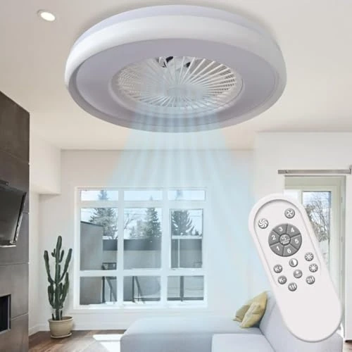 Offerta a tempo: MAKA Ventilatore Ultra Silenzioso da Soffitto con Luce Led 62 watt, 6 Velocità - Pale invisibili - Motore 19 watt - 220V IP20, Plafoniera 6000 Lumen Dimmerabile con Telecomando - 0.00% da 109.90 € a 109.90 €