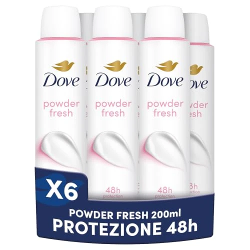 Offerta a tempo: Dove Deodorante Spray Base Care Powder, Antitraspirante, Profumo Talco, Protezione Fino a 48 Ore, Formula Delicata con 1/4 di Crema Idratante, Uomo e Donna, Senza Alcol, 6x200ml - 0.00% da 4.28 € a 4.28 €