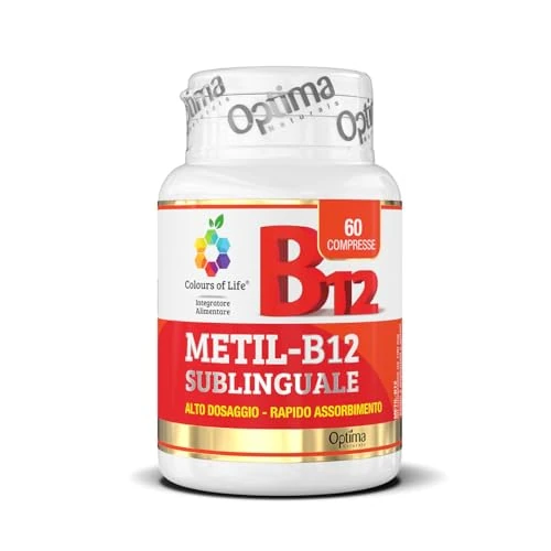 Metil-B12 Sublinguale - Vitamina B12 in forma di metilcobalamina, alto dosaggio, rapido assorbimento, sublinguale Senza Glutine e vegano, 60 compresse
