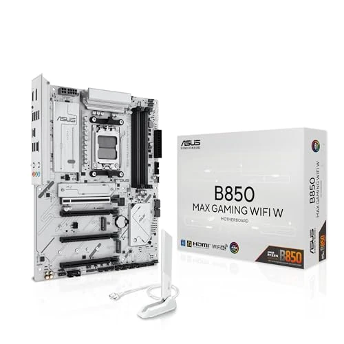 Zeitlich begrenztes Angebot: ASUS B850 MAX Gaming WiFi W Mainboard Sockel AMD AM5 (Ryzen 9000, ATX, DDR5 Speicher, PCIe 5.0, WiFi 6E, BIOS Flashbacj, CEC Tier II, weiß) von 259.00 € auf 167.03 € (36% Rabatt)