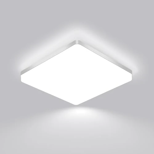 Comely LED Plafonnier 30x30 cm, 48W Blanc Froid 6500K, Plafonnier LED Plat Blanc, IP54 Étanche, Économie d'Énergie, Ultra-fin, pour Salle de Bain, Cuisine, Bureau, Couloir, Salon