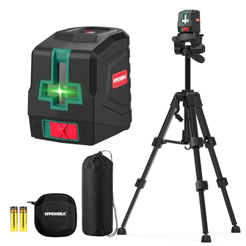 Limitiertes Angebot: HYCHIKA Kreuzlinienlaser, Grün Laser Wasserwaage mit Stativ, Kreuzlaser Selbstnivellierend, Linienlaser inkl. Tragetasche & 2 AA-Batterien, für Heimdekoration, DIY von 45.99 EUR auf 42.79 EUR (Spare 7%)