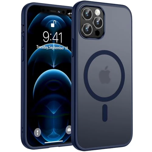 Offerta a tempo: TOCOL Cover Magnetica per iPhone 12 Pro 6,1 Pollic, Compatibile con MagSafe, Custodia Antiurto Traslucida Opaca, Blu - 5% da 15.99 € a 15.19 €