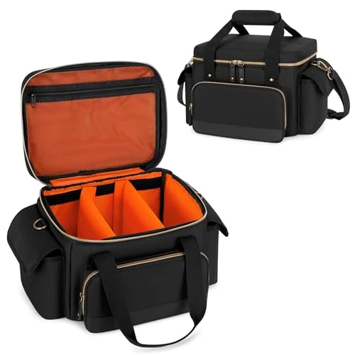 Damero Pudełko do przechowywania płyt 18 cm, do przechowywania albumów, pomieści do 80 płyt LP, torba do przenoszenia płyt winylowych z przegrodami, do podróży, kolekcji, koncertu, tylko torba