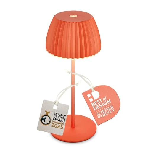 Offre limitée : BRILONER - Riffle Mini lampe de table LED sans fil IP44 avec bord lumineux, variateur tactile, batterie remplaçable, lampe de chevet sans fil, German Design Award Winner 2025, 8,5 x 20 cm, orange de 16.99 € à 15.99 € (6% de remise)