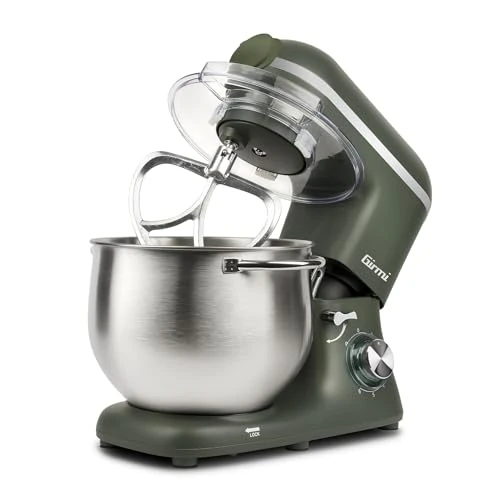 Girmi IM50 Planetary Gastronomo Plus, 2200 W Max, 8 liter, 6 snelheden, puls, houder van roestvrij staal met handvat, veiligheidsvoorziening, inclusief accessoires, groen