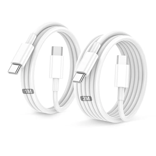 Kabel USB C, 1 m + 2 m typ C, szybkie ładowanie do iPhone 16/Pro/Pro Max/Plus/15/Pro/Pro Max/Plus, do Samsung Galaxy S25, S24, S23, S22, S21, S20, Note 10, iPad Pro/Air/MacBook Air/Pro/Mini7 6