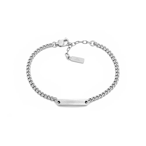 Emporio Armani Bracciale da uomo in acciaio inossidabile o con perline con chiusura a moschettone