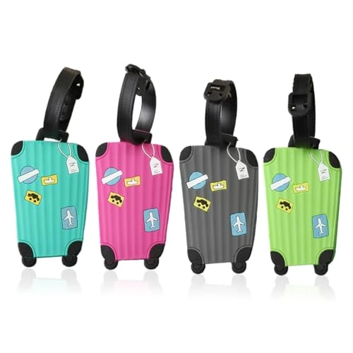 Offre limitée : XYTAHDM 4 Pièces Etiquettes de Bagage en Silicone D'étiquette De Sac à Main,Etiquette Valise Voyage, avec Carte pour Informations Personnelles, pour Sac de Voyage Valise Sacs à dos de 7.49 € à 6.92 € (8% de remise)
