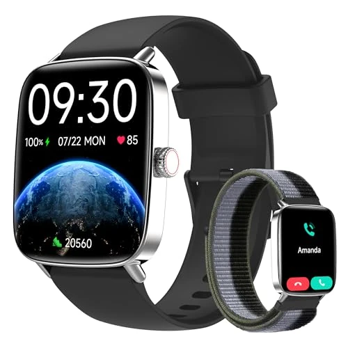 Beperkte aanbieding: Yoever Smartwatch voor dames en heren, met telefoonfunctie, 1,85 inch, fitnesshorloge voor heren, met hartslagfrequentie, SpO2 slaapmonitor, 110+ sportmodi, stappenteller, horloge, IP68 waterdicht van 89.99 EUR naar 89.99 EUR (besparing 0%)