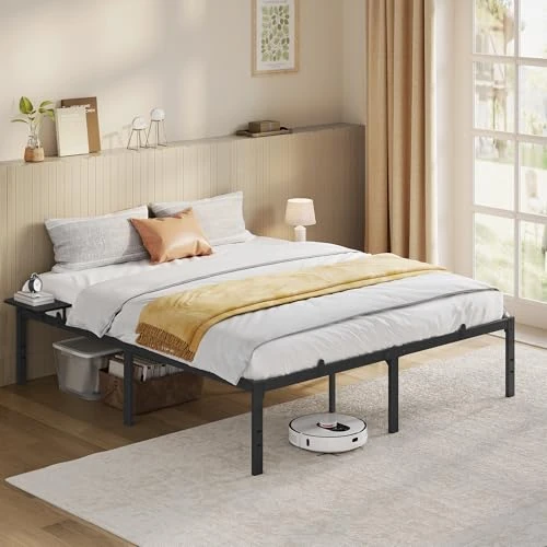 VASAGLE RMB099B01 Dubbel bedframe van metaal met planken, voor matrassen van 160 x 190 cm, eenvoudige montage, klassiek zwart