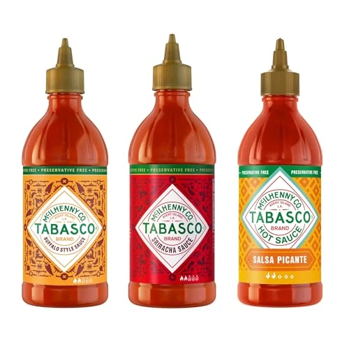 Offre limitee: Tabasco Sauce Piquante Multipack – Sriracha, Buffalo et Salsa Picante – Coffret de sauces piquantes avec 3 bouteilles faciles à presser de 256 ml – Sans gluten, conservateurs et matières grasses de 19.00 EUR a 16.75 EUR (economie 12%)