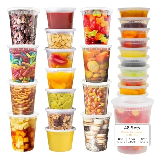 Offerta a tempo: VINATO Contenitori Ermetici per Alimenti, 48Pcs Contenitore Plastica con Coperchio, 12 X 950ml | 24 X 470ml | 12 X 240ml, Riutilizzabili, Cibo Conservazione & Freezer, Senza BPA - 0.00% da 29.99 € a 29.99 €