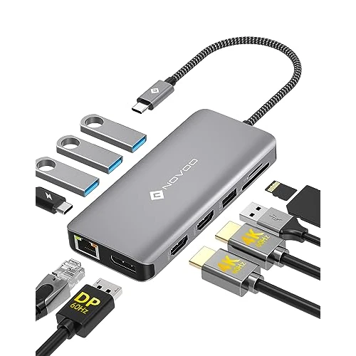 Oferta limitada: NOVOO Docking Station USB C 11 en 1, Doble Monitor, Ethernet 1Gbps, PD 100W de 49.64 € a 49.64 € (ahorro 0.00%)