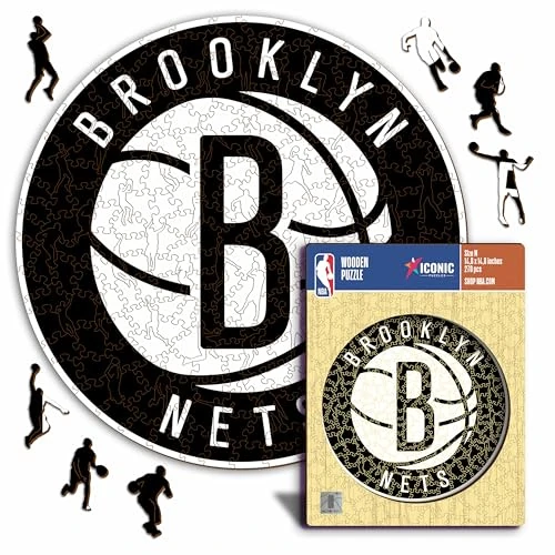 Limited-time offer: Iconic Puzzles - Brooklyn Nets, Logo, Wooden Puzzle officially licensed NBA, 100% sustainable, size M, 270 Pcs from 19.07 £ to 19.07 £ (save 0.00%)
