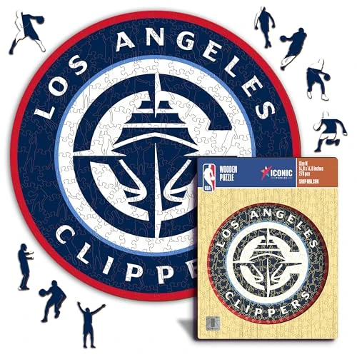Iconic Puzzles - Los Angeles Clippers, Logo, Wooden Puzzle officially licensed NBA, 100% sustainable, size L, 500 Pcs